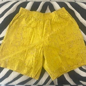Outdoor Voices yellow print shorts